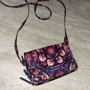 Vera Bradley Navy and Pink Floral Crossbody Wallet